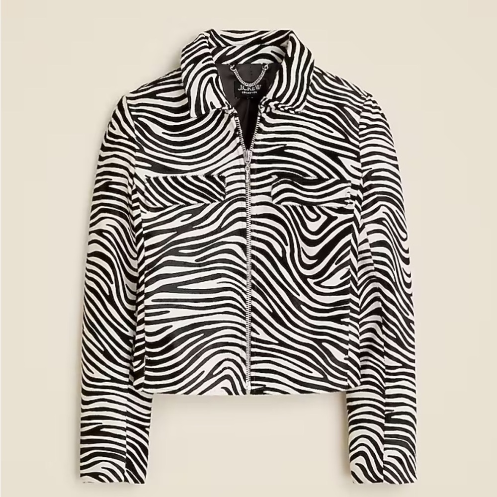 J. Crew Collection Calf Hair Zebra Print Jacket